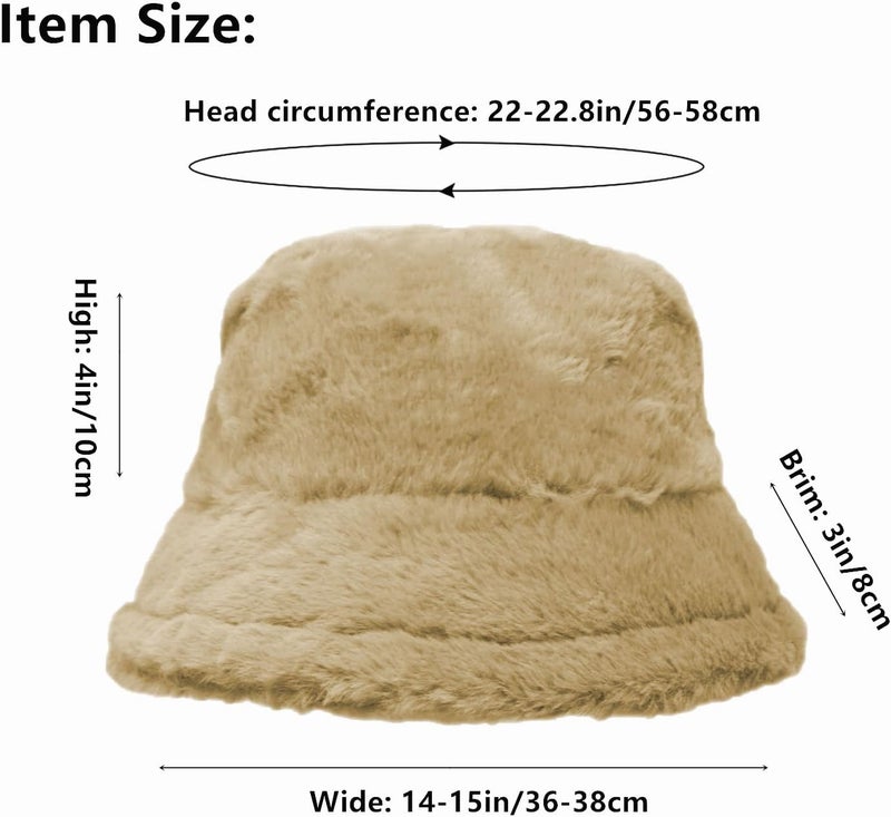 Glory Max Winter Fluffy Plush Bucket Hat Cozy Faux Fur Wide Brim Adjustable Size for Women - Image 5